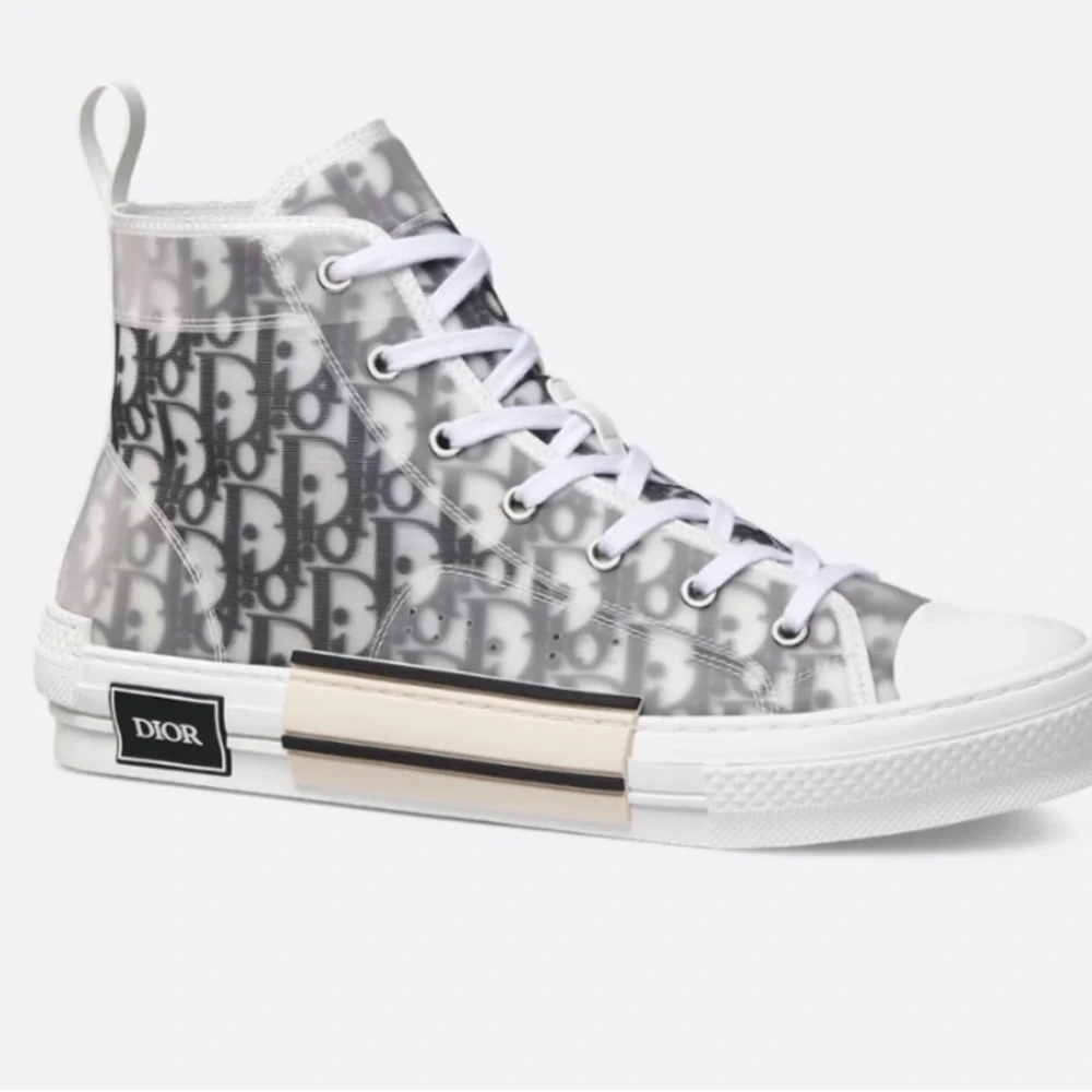 Dior Monogram High-Top Sneakers in Gray and White - Picture 1 of 11